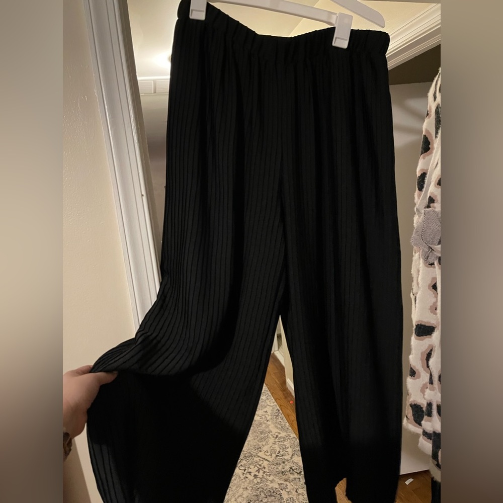 Large wide leg pleated pants